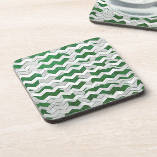 Chevron Cow Green and White Print Coaster