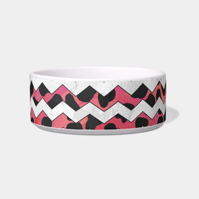 Chevron Cow Pink and Black Bowl (Right)