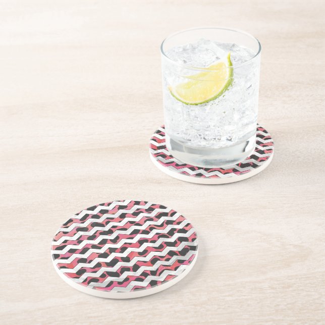 Chevron Cow Pink and Black Coaster (Side)