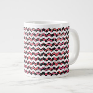 Chevron Cow Pink and Black Large Coffee Mug