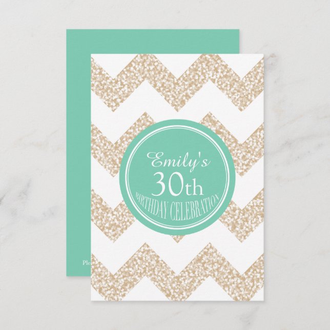 Chevron Custom 30th Birthday Choose Colour Invitation (Front/Back)