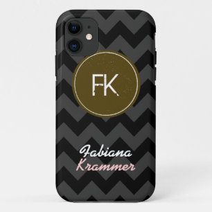 chevron custom name and initials iPhone 11 case