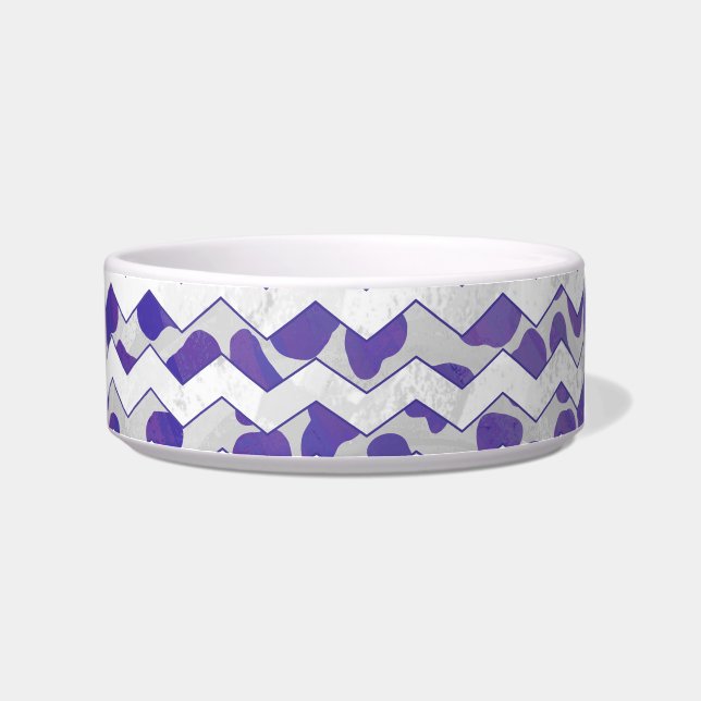 Chevron Dalmatian Purple and White Bowl (Right)