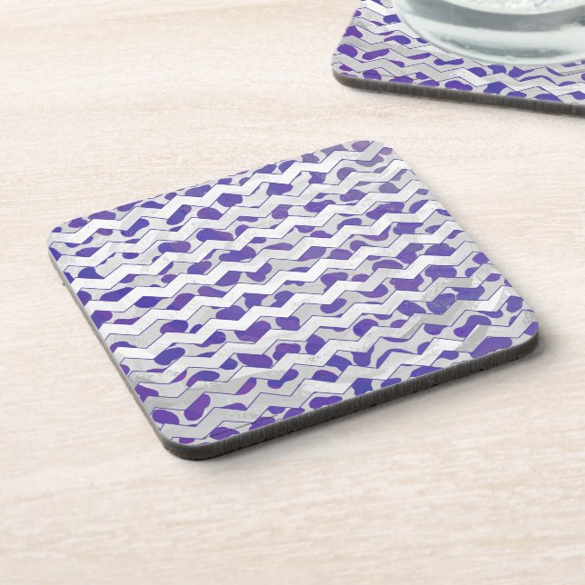 Chevron Dalmatian Purple and White Coaster (Left Side)
