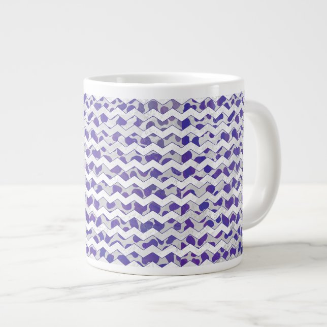 Chevron Dalmatian Purple and White Large Coffee Mug (Front Right)