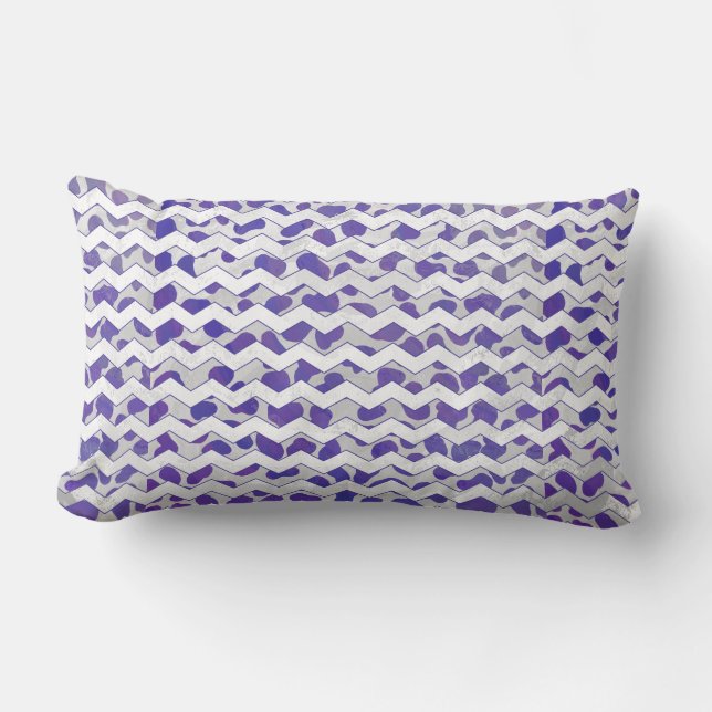 Chevron Dalmatian Purple and White Lumbar Cushion (Front)