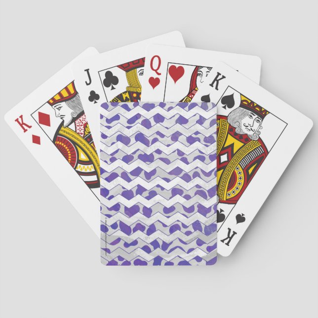 Chevron Dalmatian Purple and White Playing Cards (Back)