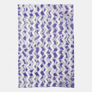 Chevron Dalmatian Purple and White Tea Towel