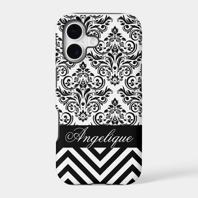 Chevron Damask Designer black | white (Back)
