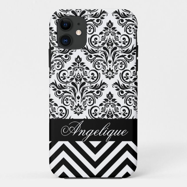 Chevron Damask Designer black | white Case-Mate iPhone Case (Back)