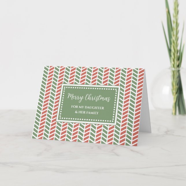 Chevron Daughter & Family Merry Christmas Card (Front)