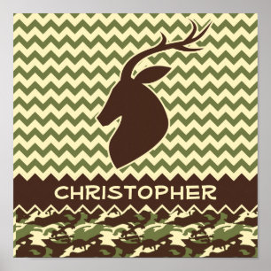 Chevron Deer Buck Camouflage Personalise Poster