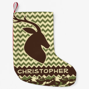 Chevron Deer Buck Camouflage Personalise Small Christmas Stocking