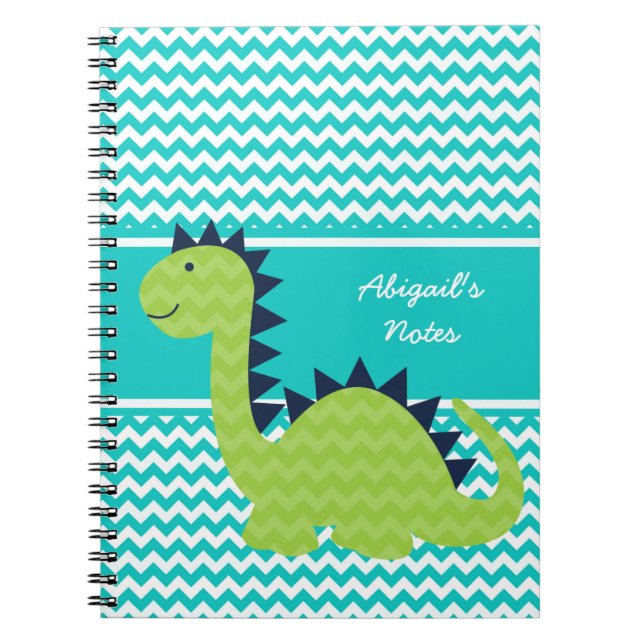 Chevron Dinosaur on Chevron Personalised Notebook (Front)