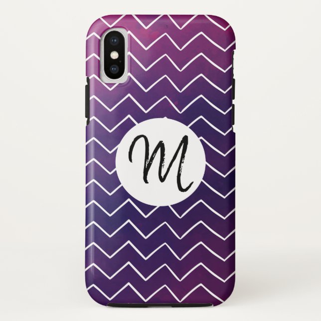 chevron drawn pattern Monogram Script Case-Mate iPhone Case (Back)