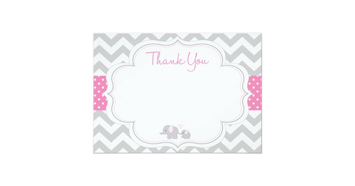 Chevron Elephant Baby Shower Thank You Card | Zazzle.co.uk