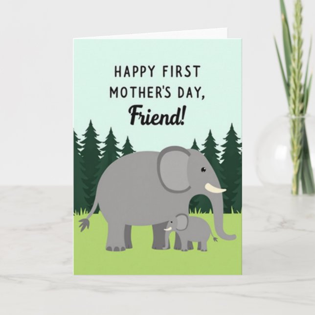 Chevron Elephant Mum Card (Front)