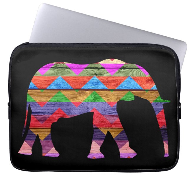 Chevron Elephant Pattern Laptop Sleeve (Front)