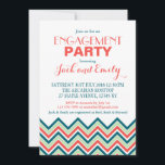 Chevron Engagement Party Invitation Coral And Teal<br><div class="desc">Sweet and soft white invitation with coral and teal zigzag pattern. Decorated with chevron pattern at the bottom and on the back. A simple and minimal design for your special day. Customise the wording for any occasion like baby shower, bridal shower, wedding, sweet 16, graduation, birthday party, engagement party, bachelorette...</div>