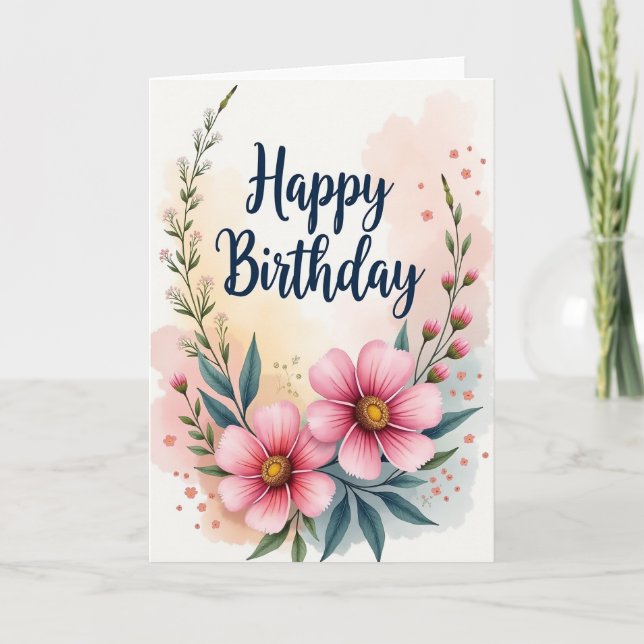 Chevron Floral Birthday Card (Front)
