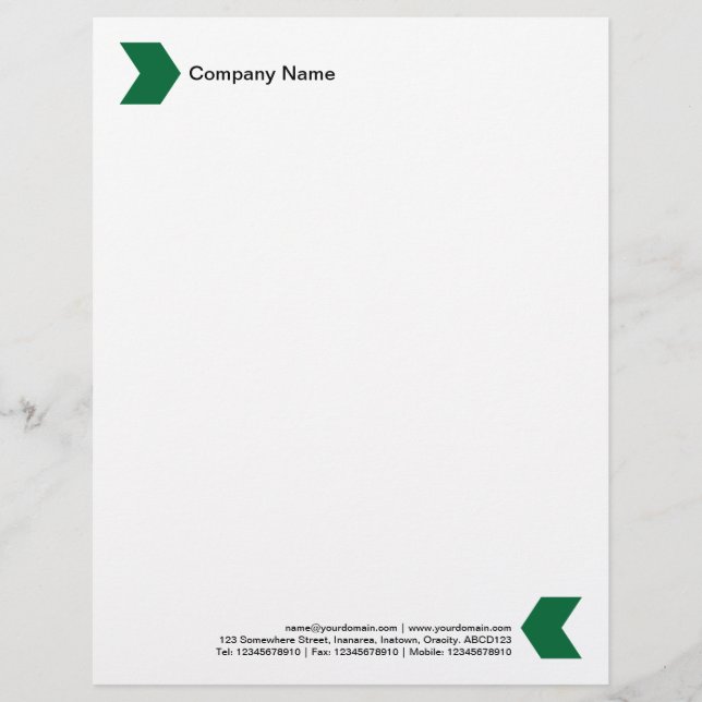 Chevron - Forest Green Custom Letterhead (Front)