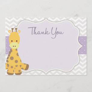 Chevron Giraffe Baby Shower Thank You Card