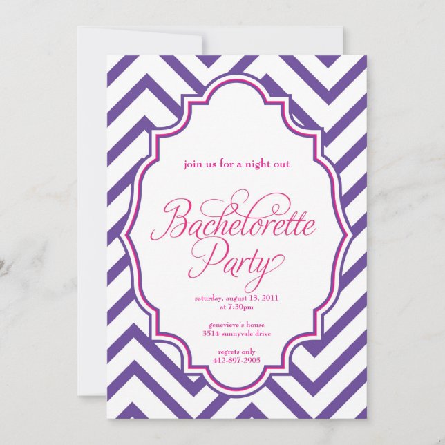 CHEVRON - Girls Night Out BACHELORETTE- Invitation (Front)