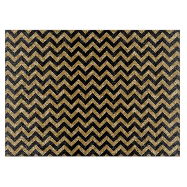 Chevron Glitter Look Cutting Board (Front)