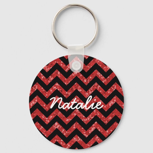 Chevron Glitter Look Keychain (Front)