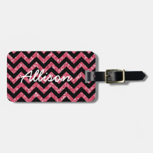 Chevron Glitter Look Luggage Tag