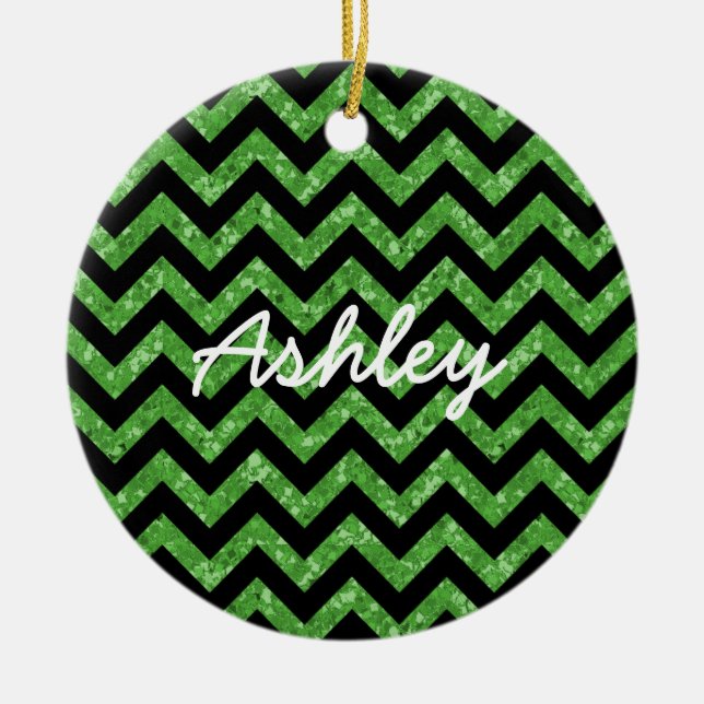 Chevron Glitter Look Ornament (Front)
