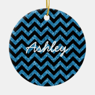 Chevron Glitter Look Ornament