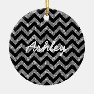 Chevron Glitter Look Ornament