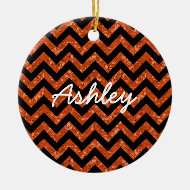 Chevron Glitter Look Ornament (Front)