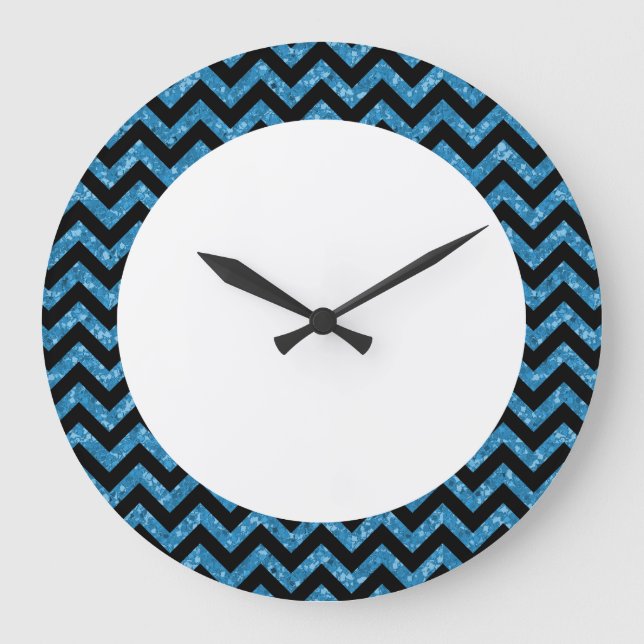 Chevron Glitter Look Wall Clock (Front)