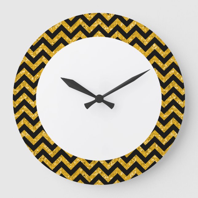 Chevron Glitter Look Wall Clock (Front)
