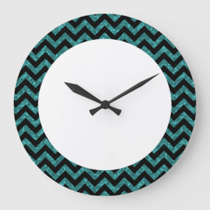 Chevron Glitter Look Wall Clock