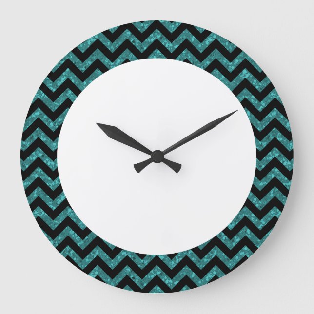 Chevron Glitter Look Wall Clock (Front)