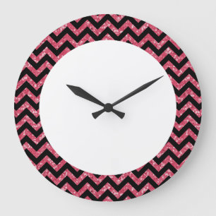 Chevron Glitter Look Wall Clock