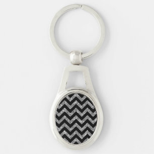 Chevron Glitter Metal Keychain