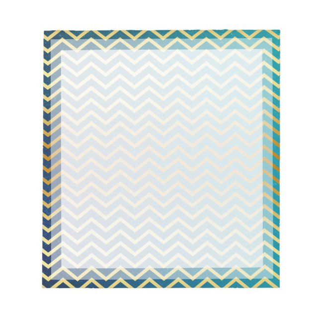 Chevron Gold Teal Boarder Photo frame Notepad (Front)