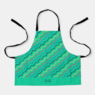 Chevron Green Yellow Minimal Pattern Apron