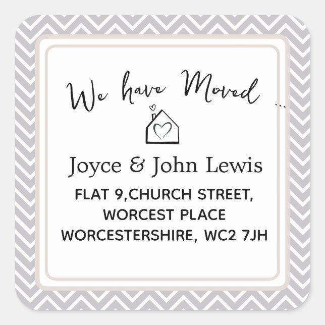 Chevron grey Change of Address Stickers custom (Front)