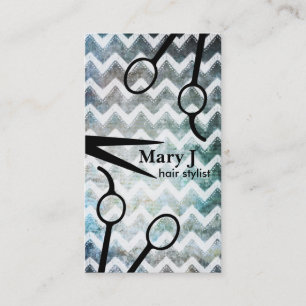 chevron hair stylist grunge scissors shears modern appointment card