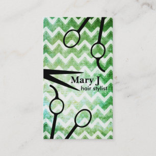 chevron hair stylist grunge scissors shears modern appointment card