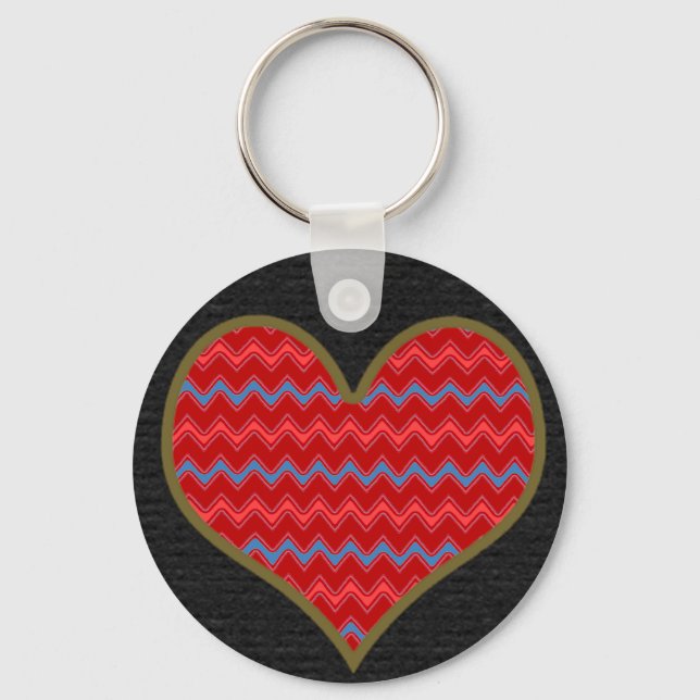 chevron heart key ring (Front)