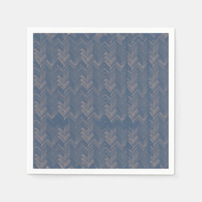 Chevron Herringbone Pattern Retro Blue Napkin (Front)