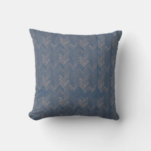 Chevron Herringbone Watercolor Pattern Retro Blue Cushion