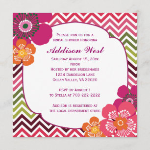 Chevron Hibiscus Square Invitation