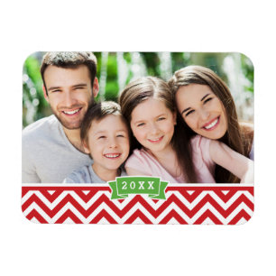 Chevron Holiday Keepsake Photo Magnet